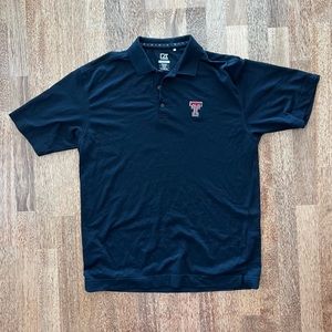 Texas Tech Red Raiders Men’s Polo Shirt Black Drytec Size Large Embroidered TT